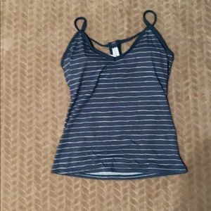 Small Carve Design Blue Stripe Swimsuit Top